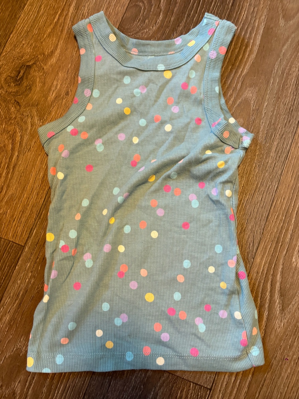 wonder nation Green Polka Dot Ribbed Tank Top